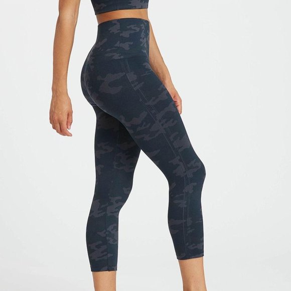 SPANX Pants - SPANX New Look At Me Now Camo-print Cropped High-rise Stretch-woven Leggings